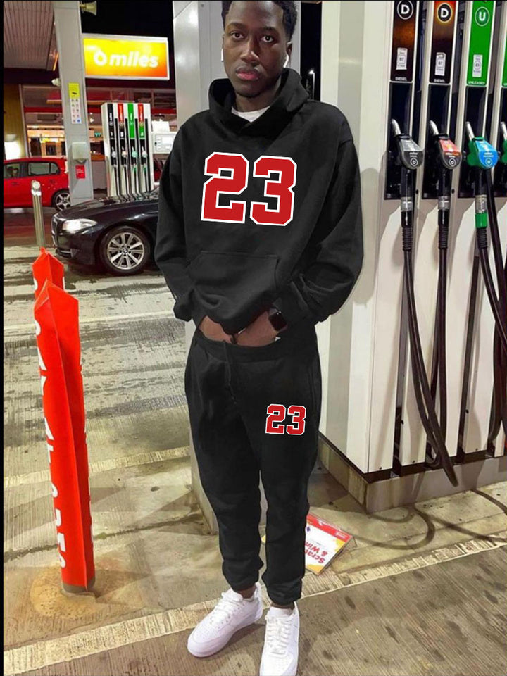 Herren Hoodie- und Jogginghose-Set mit auffälligem Druck und sportlicher Passform Aliams