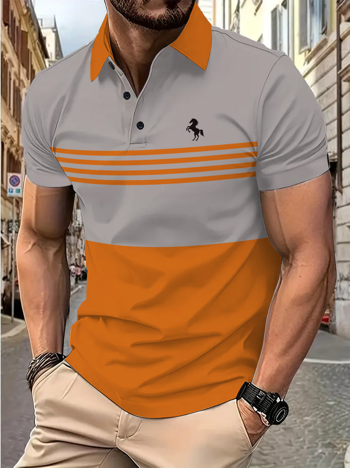 Herren Kurzarm Poloshirt mit stylischem Streifenmuster Aliams