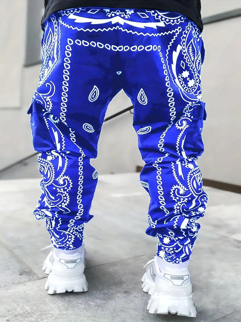 Herren Cargo-Hose mit ausgefallenem Bandana-Muster und praktischen Taschen Aliams