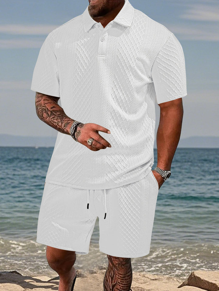 Herren Sportliches Polohemd und Shorts Set Aliams