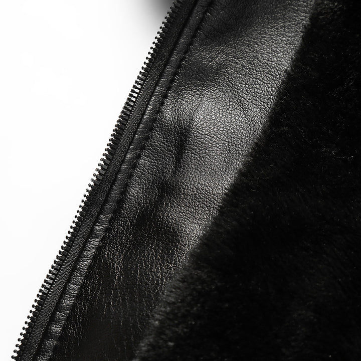 Herren warme Lammlederjacke mit gefüttertem Kragen Aliams