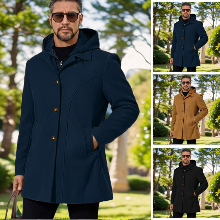 Herren elegante Übergangsjacke mit Kapuze und ausgestellten Abnähern Aliams