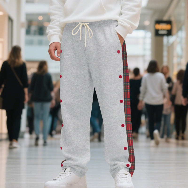 Herren Jogginghose mit seitlichen Knöpfen und pattern akzenten Aliams