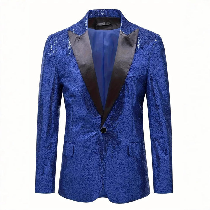 Herren festlicher Paillettenblazer mit schwarzem Revers Aliams