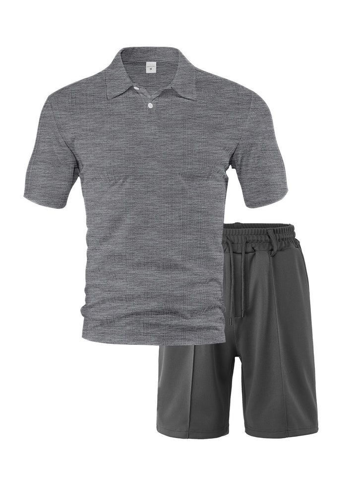 Herren Sportliches Polo- und Shorts-Set mit atmungsaktivem Material und elastischem Bund Aliams