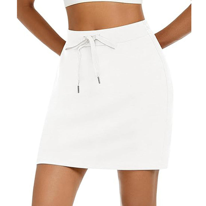 Damen Sportlicher Minirock mit Verstellbarem Kordelzug und Seitlichen Taschen Aliams