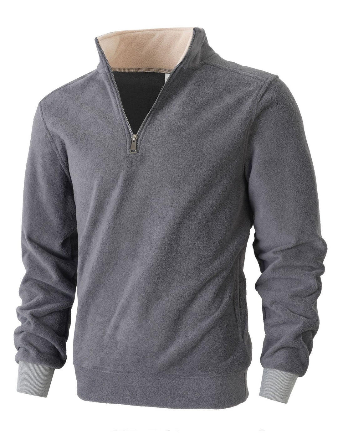 Herren Fleece-Pullover mit einem hochschließenden Kragen und praktischen Seitentaschen Aliams