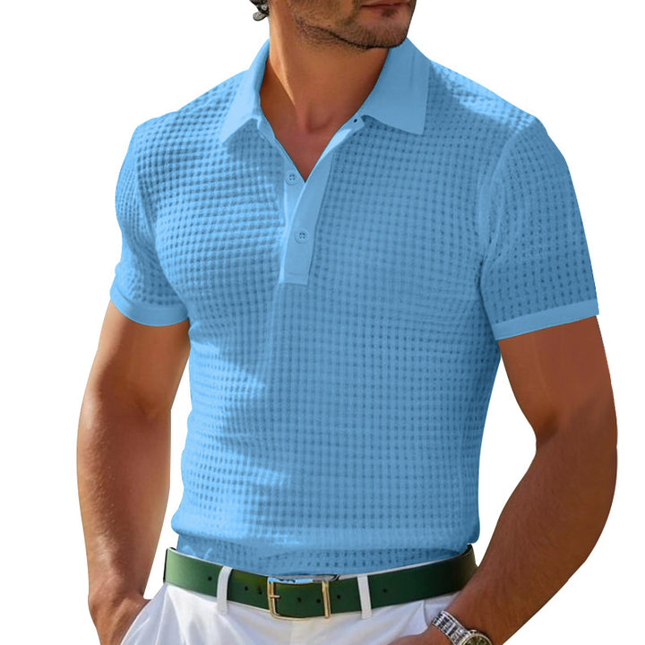 Herren Poloshirt mit strukturiertem Gewebe und modernen Knopfdetails Aliams