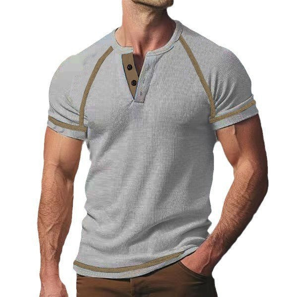 Herren Kurzarm-Henley-T-Shirt mit Kontrastakzenten Aliams