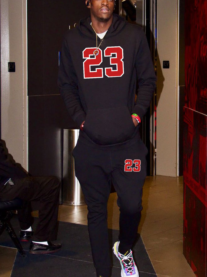 Herren Hoodie- und Jogginghose-Set mit auffälligem Druck und sportlicher Passform Aliams