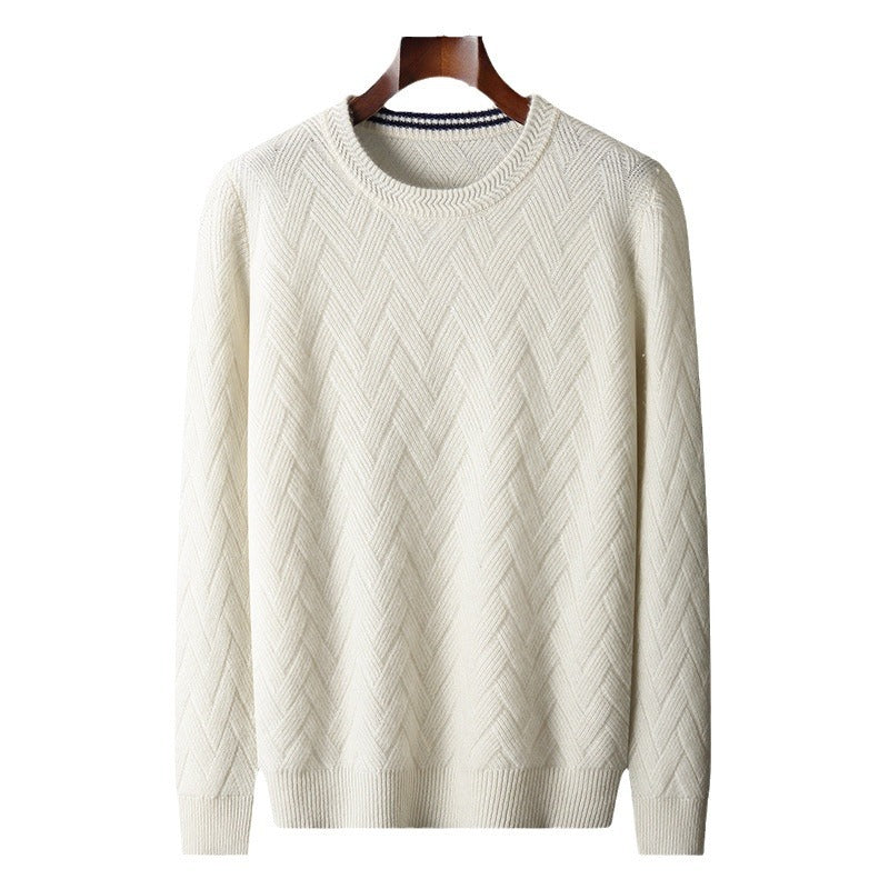 Herren klassischer Strickpullover mit modernem Zopfmuster Aliams