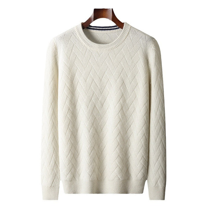 Herren klassischer Strickpullover mit modernem Zopfmuster Aliams