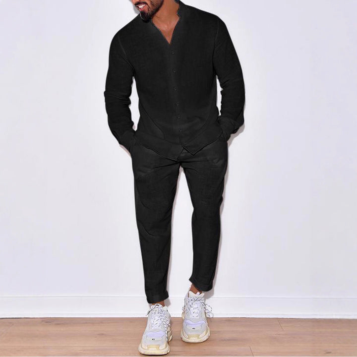 Herren Bequemes und stylisches Schlafanzug-Set mit Hemd und Hose Aliams