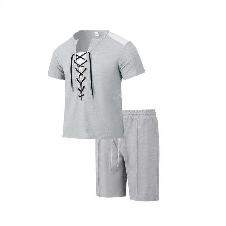 Herren Sportliches Freizeit-Set mit modernem Schnürkragen und Shorts Aliams