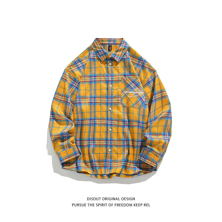 Herren kariertes Freizeithemd mit offenem Kragen und Brusttasche Aliams