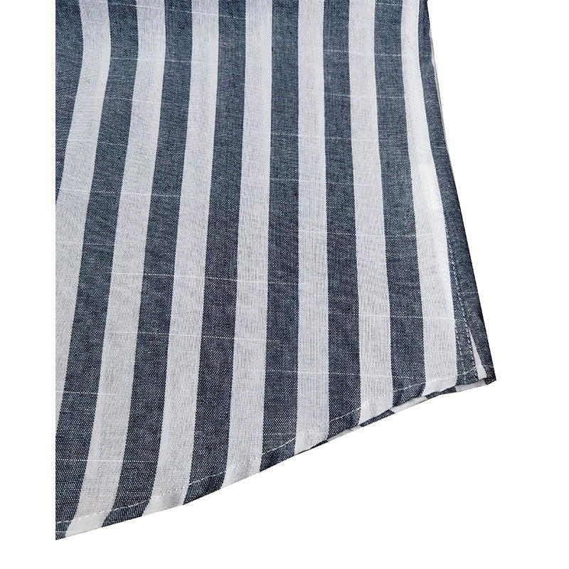 Herren Kurzarm-Hemd mit modernem Streifenmuster und atmungsaktiver Baumwollmischung Aliams