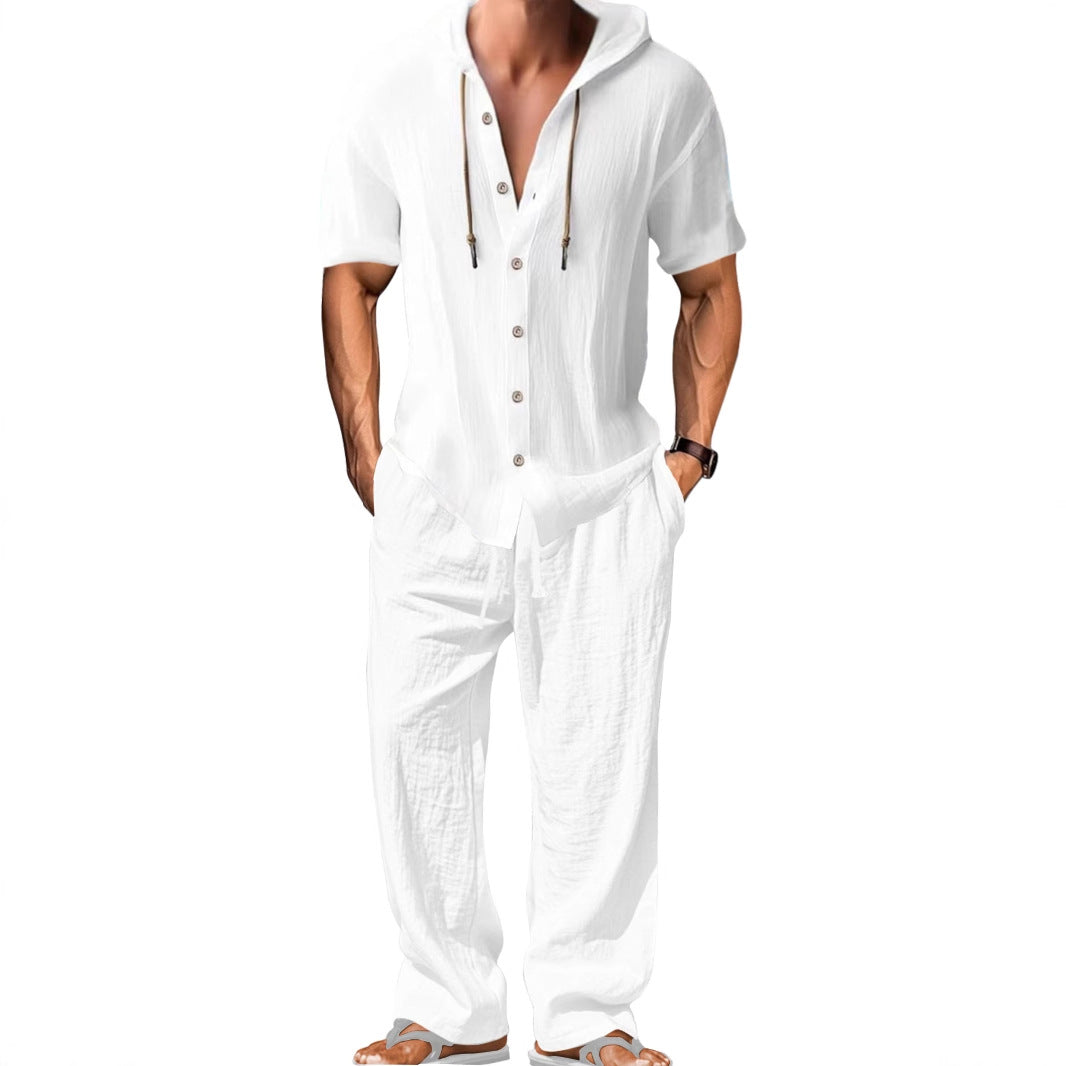 Herren Freizeitanzug mit kurzärmliger Kapuze und entspannter Passform Aliams