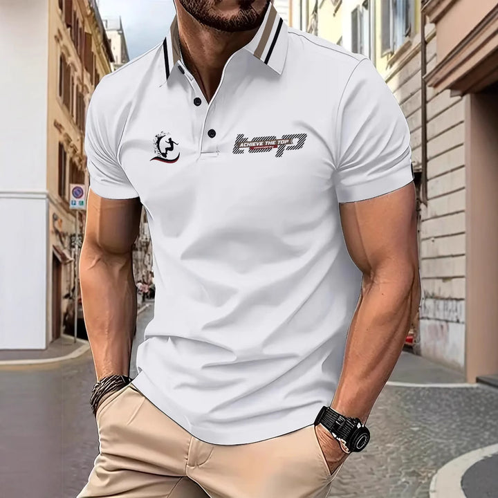 Herren Sportliches Kurzarm Poloshirt mit innovativem Grafikdesign Aliams