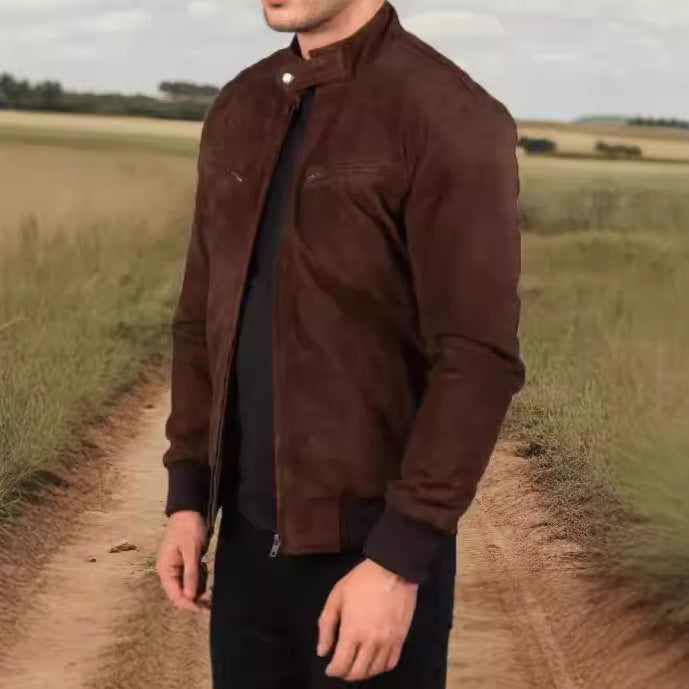 Herren Wildlederjacke im modernen Design mit praktischen Taschen Aliams