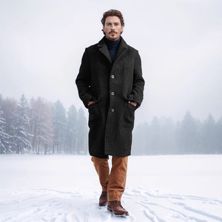 Herren klassischer Wollmantel mit luxuriösem Futter und elegantem Revers Aliams