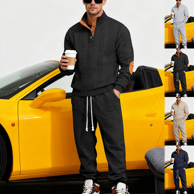 Herren Freizeitsportanzug mit strukturiertem Oberteil und seitlichen Taschen Aliams