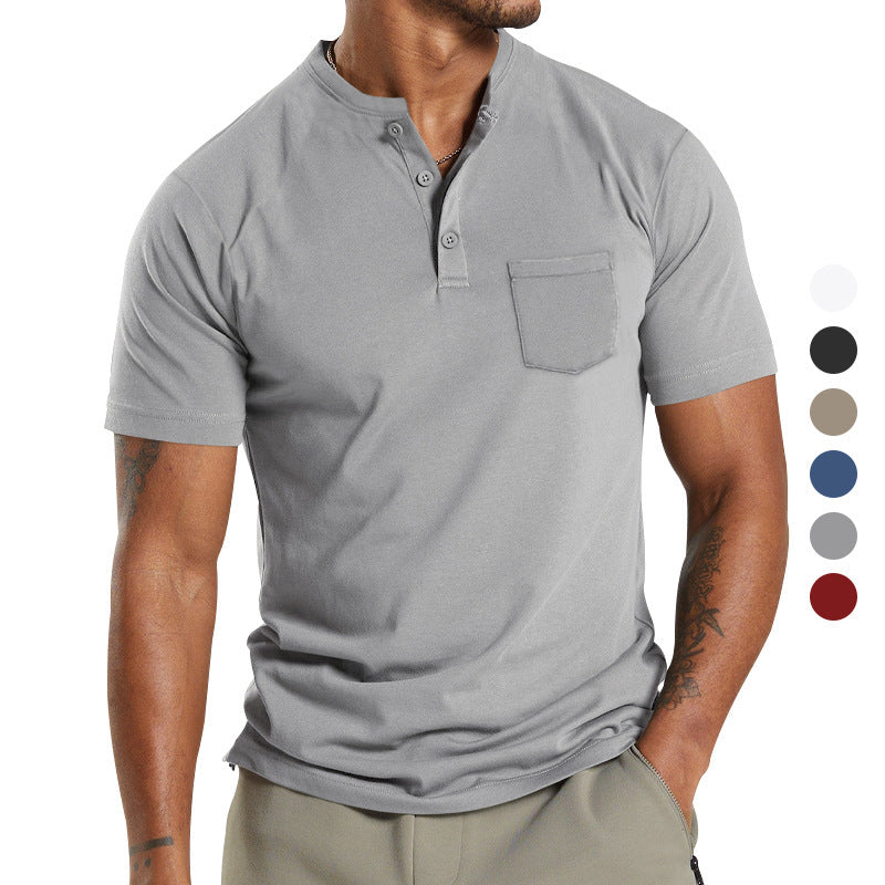 Herren Kurzarm Henley-Shirt mit praktischem Knopfdetail Aliams