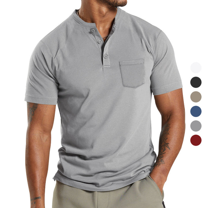 Herren Kurzarm Henley-Shirt mit praktischem Knopfdetail Aliams