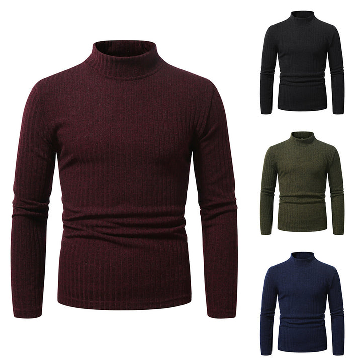 Herren Rollkragenpullover aus hochwertiger Wolle mit feinem Rippmuster Aliams