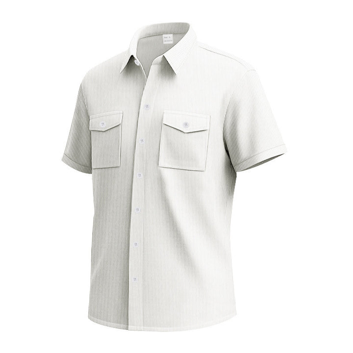 Herren Kurzarm-Hemd mit strukturiertem Stoff und praktischen Brusttaschen Aliams