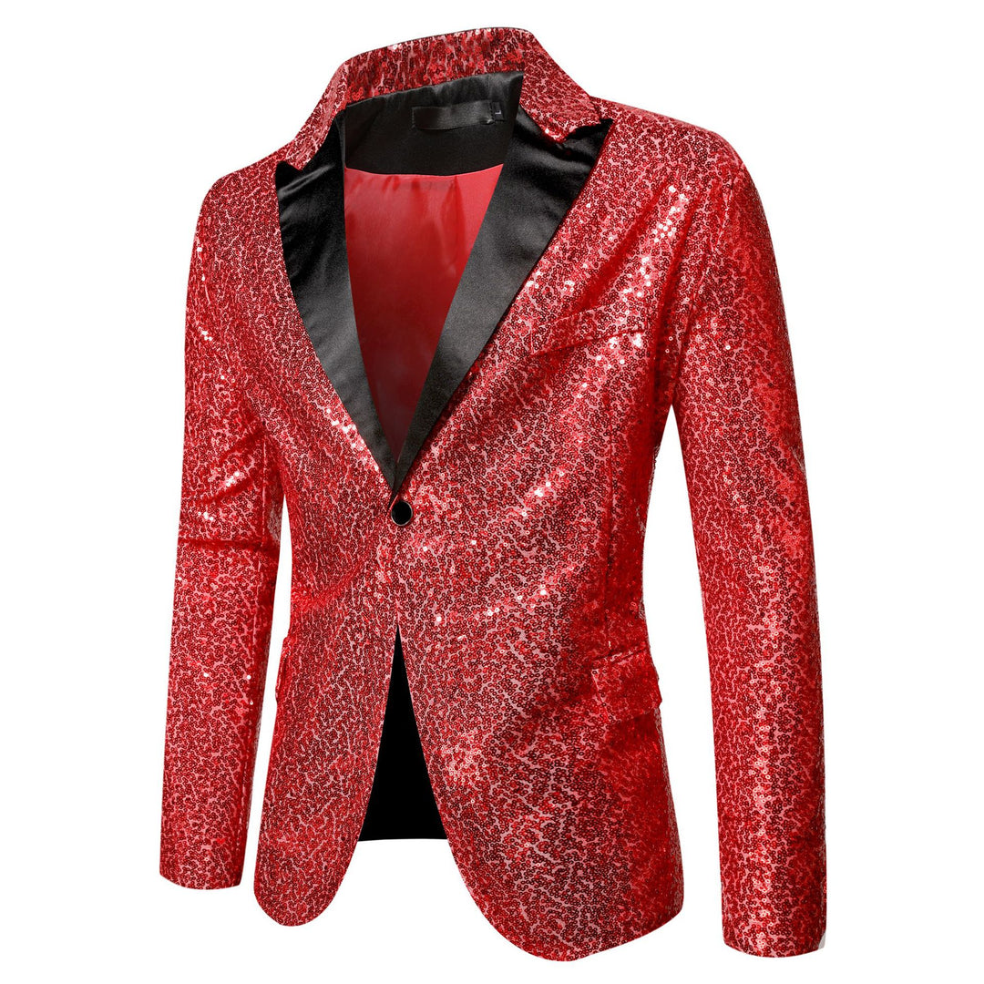 Herren extravagante Glitzer-Smokingjacke mit schwarzem Satinrevers Aliams