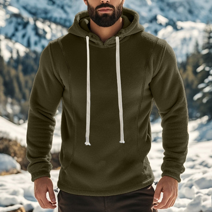 Herren weicher Fleece-Hoodie mit Schneeschutz und kontrastierenden Säumen Aliams