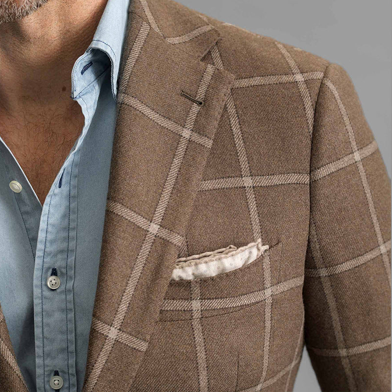 Herren kariertes Wollblazer mit feiner Textur und klassischen Details Aliams