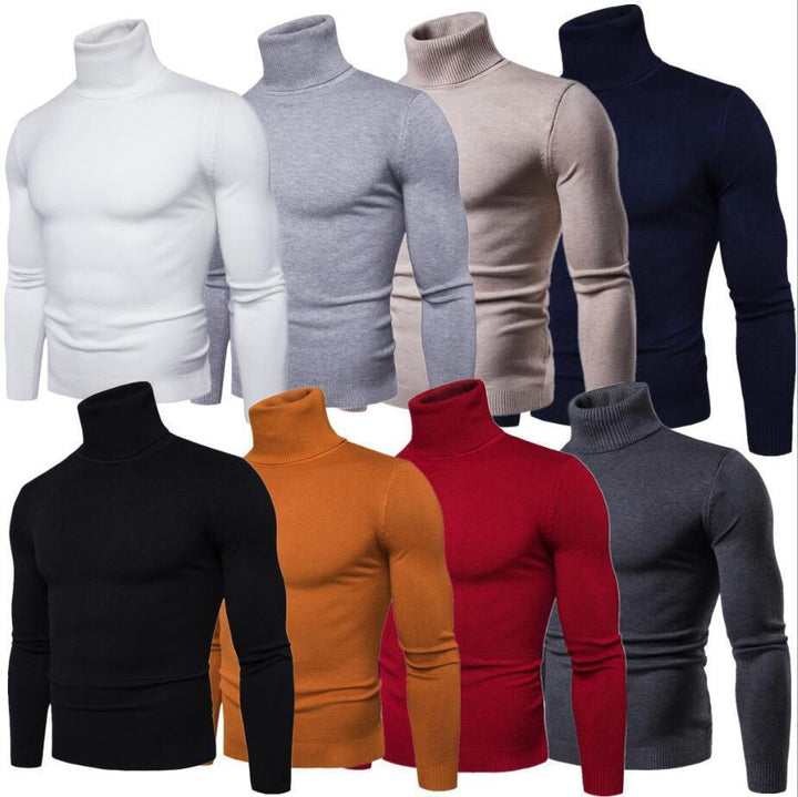 Herren Strickpullover mit hohem Kragen und schmalem Schnitt Aliams