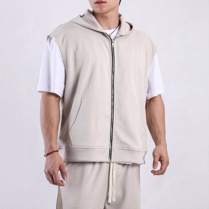 Herren ärmelloses Kapuzenshirt mit praktischen Taschen Aliams