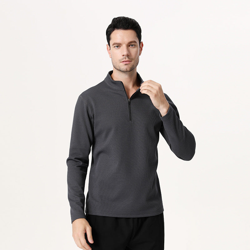 Herren Langarm Funktionsshirt mit kurzer Reißverschlussöffnung Aliams
