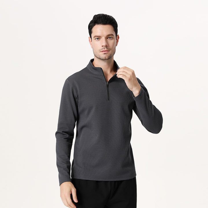 Herren Langarm Funktionsshirt mit kurzer Reißverschlussöffnung Aliams