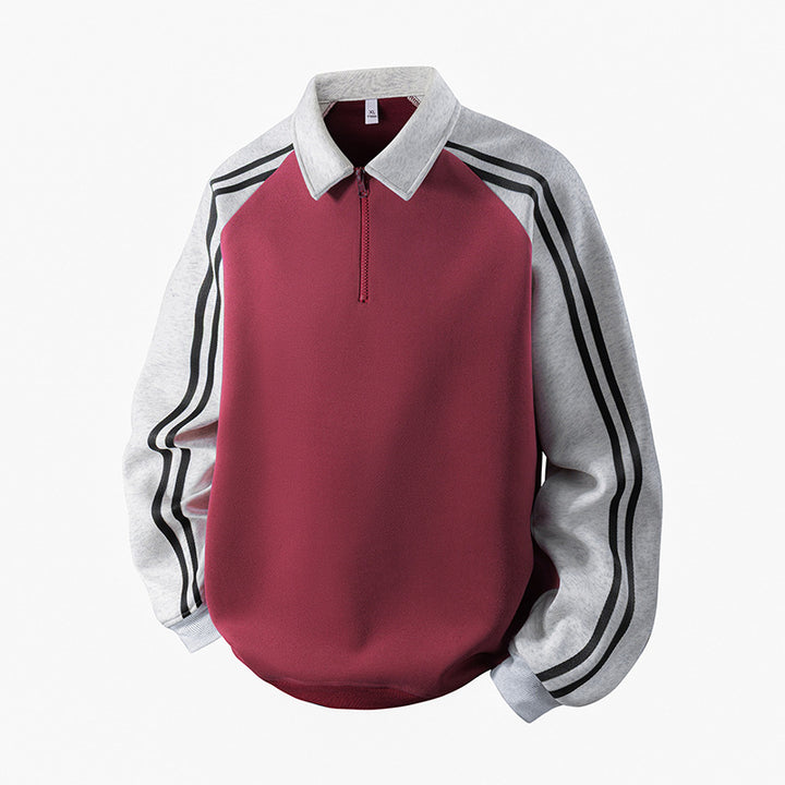 Herren Sportlicher Sweatshirt mit Stehkragen und Reißverschluss Aliams