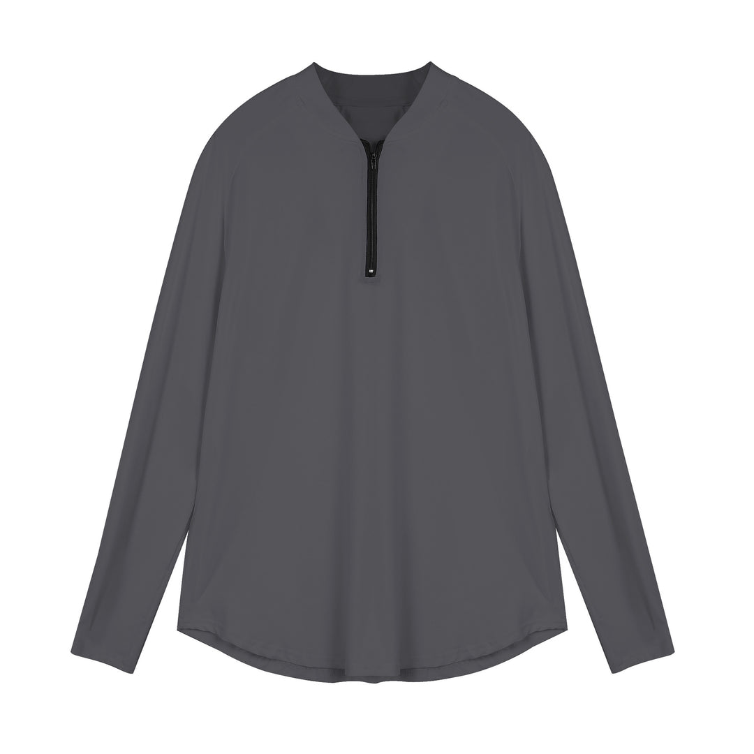 Herren Sportliches Langarm-Oberteil mit halbem Reißverschluss und atmungsaktivem Material Aliams