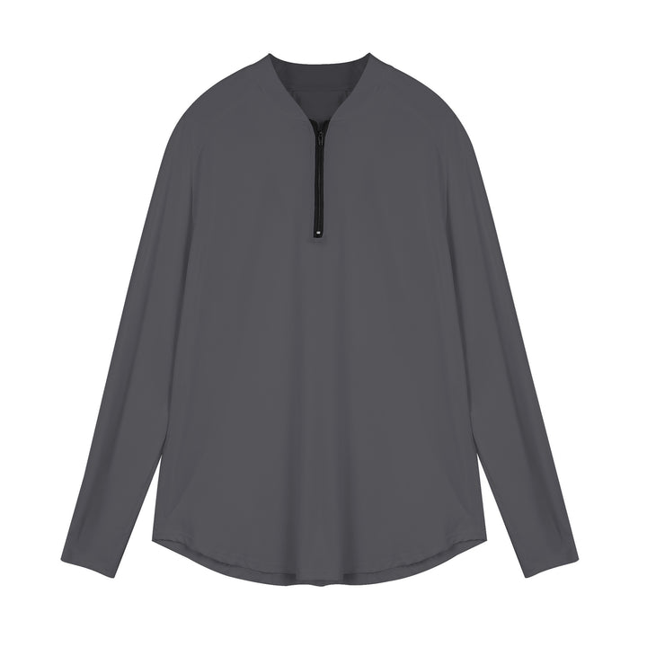 Herren Sportliches Langarm-Oberteil mit halbem Reißverschluss und atmungsaktivem Material Aliams