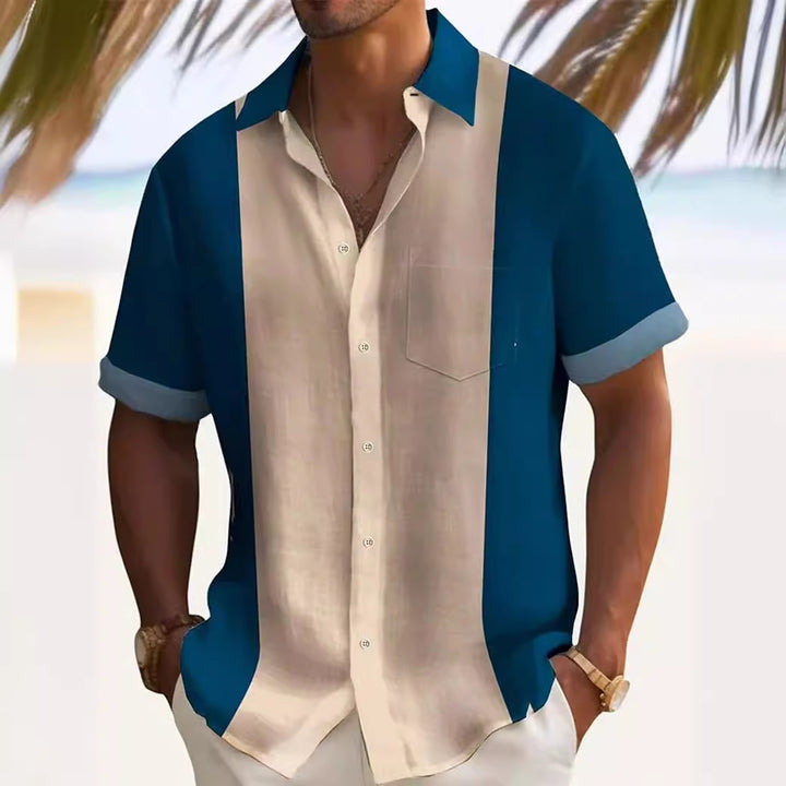 Herren Kurzarmhemd im modernen Farbblockdesign Aliams