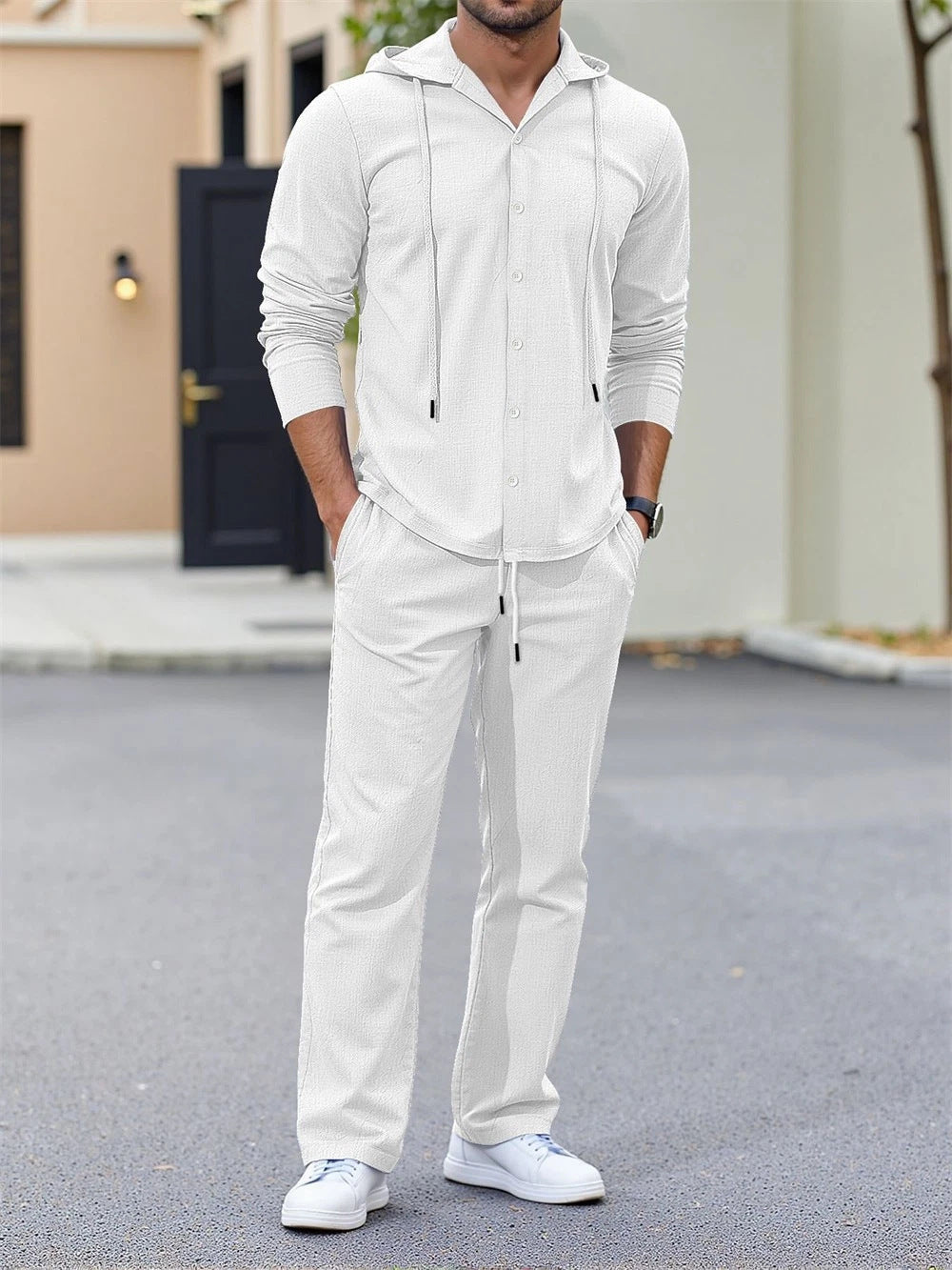 Herren entspannendes Freizeit-Outfit mit Kapuze und praktischen Taschen Aliams