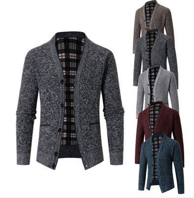 Herren eleganter Strickcardigan mit Karomuster Aliams