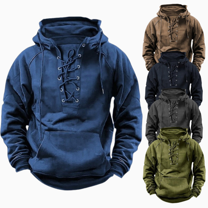 Herren Kapuzenpullover mit modischem Schnürdesign Aliams