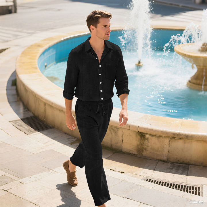 Herren entspannende Sommerhose und Oberhemd im Set Aliams