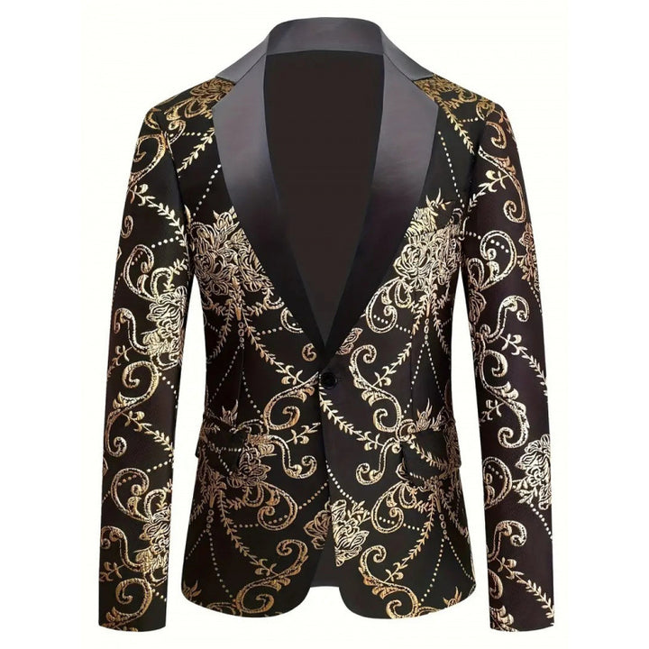 Herren Extravaganter Smoking-Blazer mit floralem Jacquard-Muster Aliams