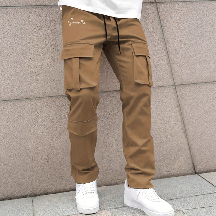 Herren Cargo-Hose mit vielseitigen funktionalen Taschen und elastischem Bund Hedi-Mode