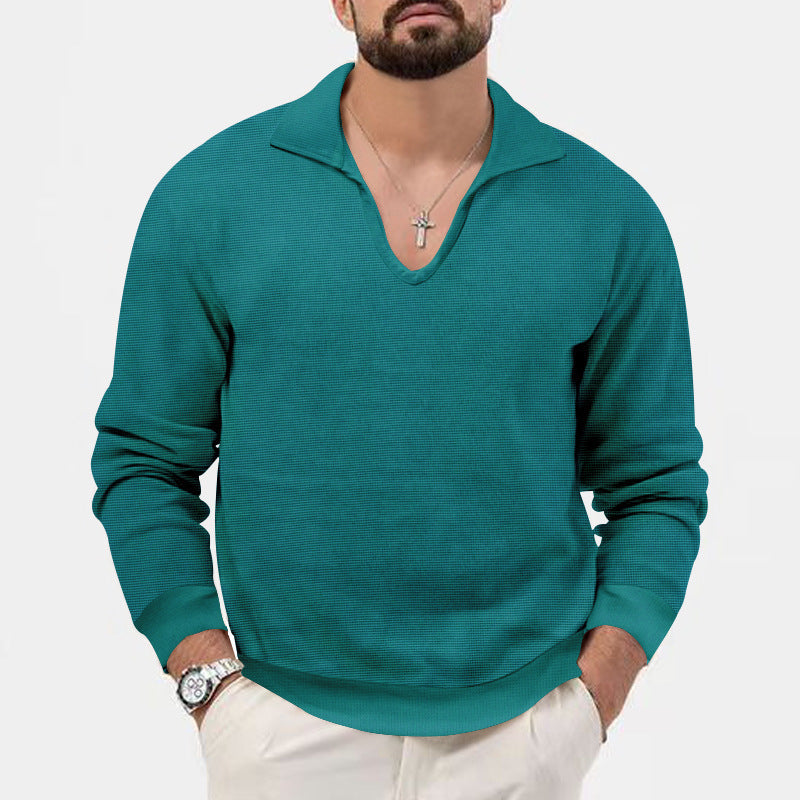 Herren eleganter Pullover mit V-Ausschnitt und strukturiertem Design Aliams