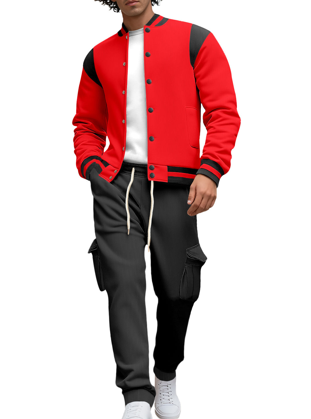 Herren stylische College-Jacke mit asymmetrischem Design Aliams