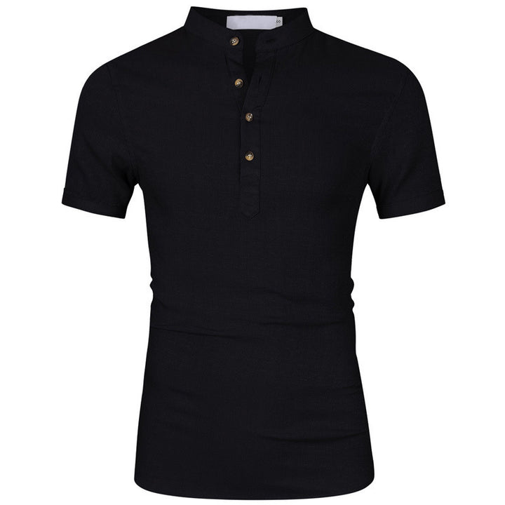 Herren Kurzarm Henley-Shirt mit edlem Knopfdesign und modernem Stehkragen Aliams