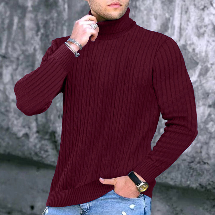 Herren Zopfmuster Rollkragenpullover Aliams